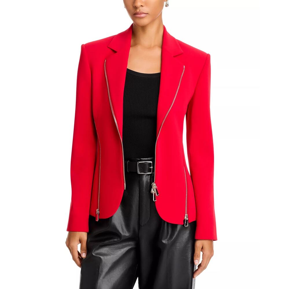 Pinko Moto Zip Blazer Women’s IT 36 US 6 Medium Red Y2K Biker McQueen - Picture 3 of 16